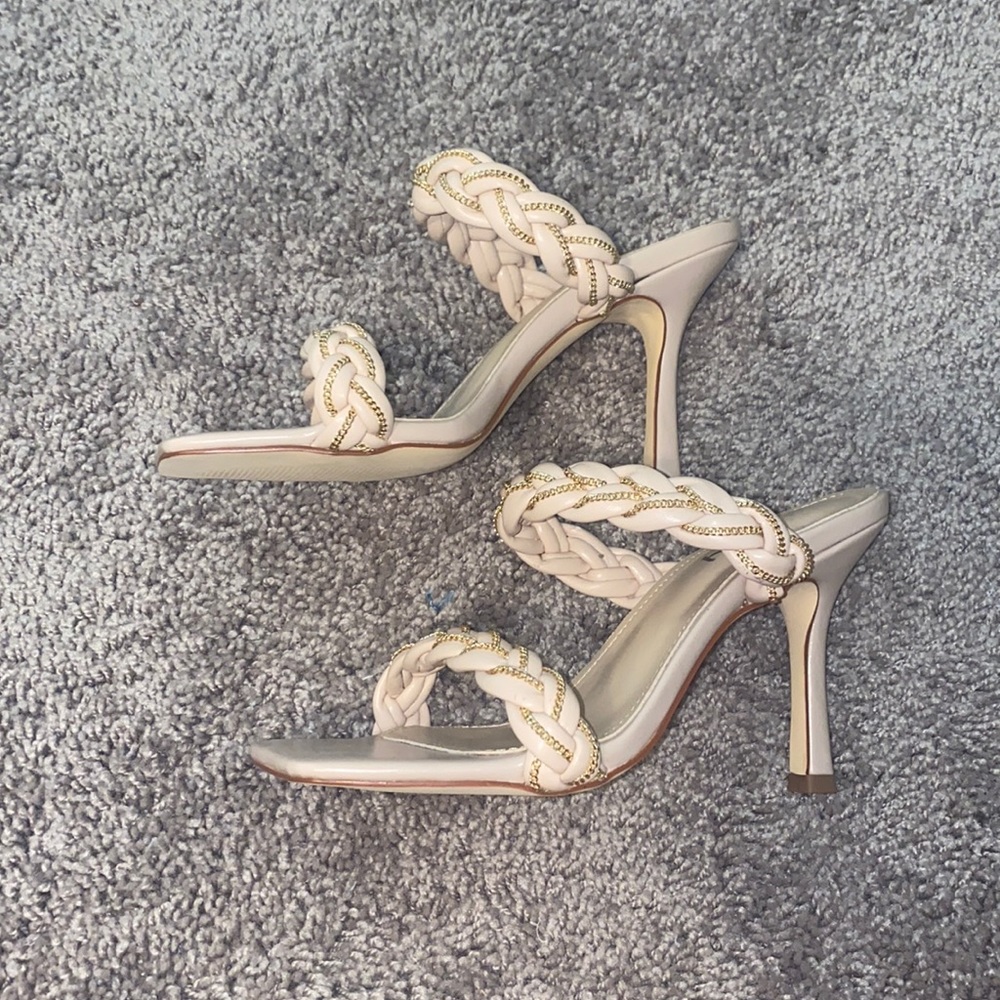 Vivianly Nude Braided Heels
